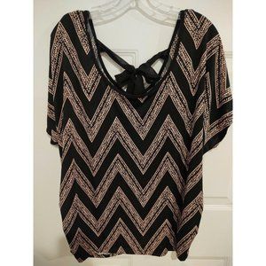 Lavish Plus Women's 1X Blouse Tie Closure Pink